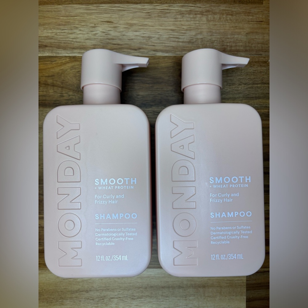 MONDAY Haircare SMOOTH Shampoo LOT OF 2 SLS & Paraben-Free 12oz Each Curly Frizz